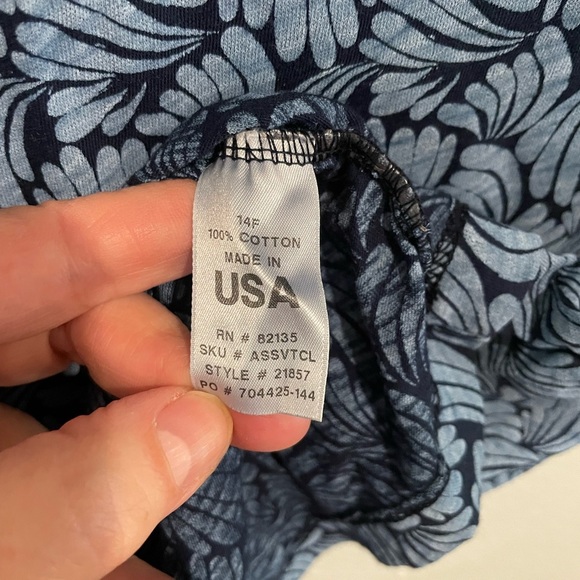 Fresh Produce Printed Blue long line tee shirt with gathered sides. Size M - Picture 4 of 6